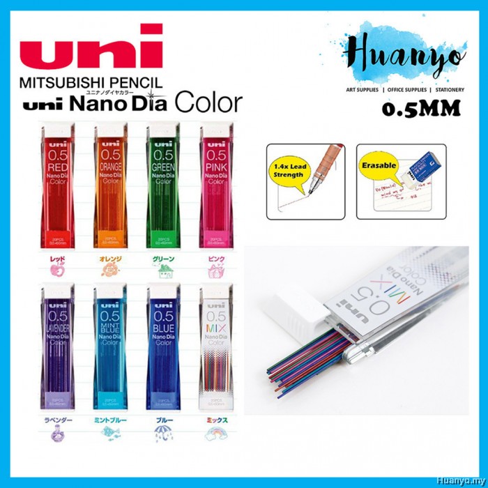 Mitsubishi Uni Nano Diamond Kleurpotloodlood – 0,5 Mm, Mintblauw, Set Van 2, Met Gerecyclede Huls