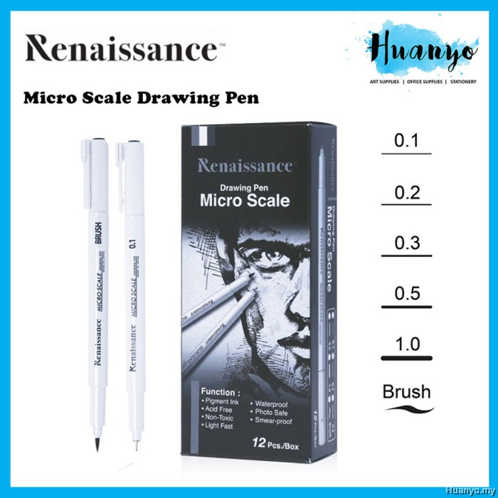 ArtBeek Fineliner Pens Set - 9 Sizes (0.15mm To Brush), Waterproof Black Ink, For Drawing, Sketching, Journaling, Technical Art