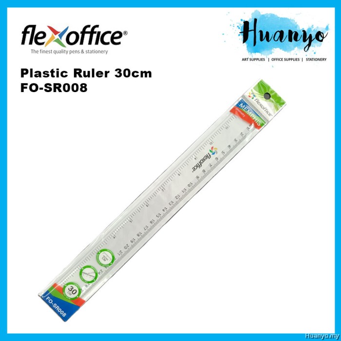 Avery Ruler Less Numbers FlexOffice Straight Ruler Plastic Clear Marks & Numbers For Student ...