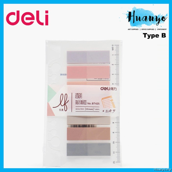Deli 7 Colour Transparent Sticky Notes Memo Pad (280 Sheets) Self ...