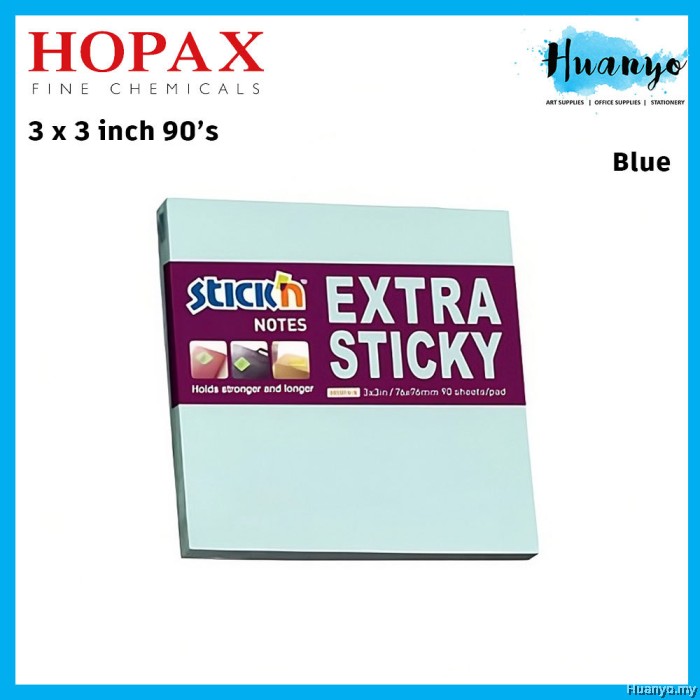 [HUANYO] Hopax Stick'n 3x3 Inch Extra Sticky Notes 90 Sheets - Strong ...