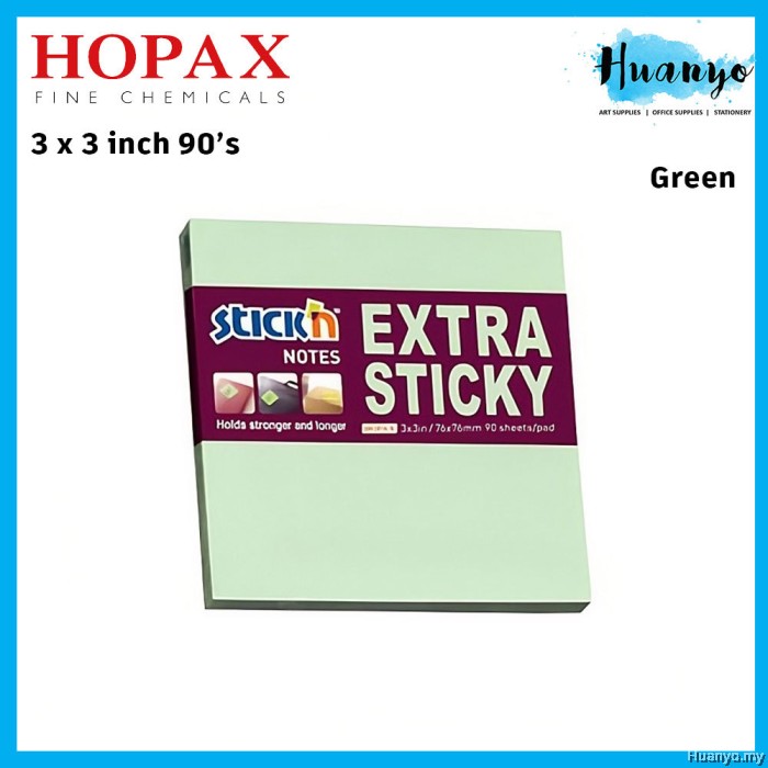[HUANYO] Hopax Stick'n 3x3 Inch Extra Sticky Notes 90 Sheets - Strong ...