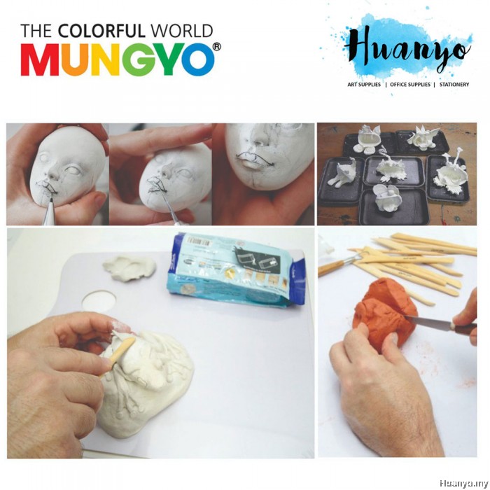 Mungyo Sculpt Dry Modeling Air Dry Clay/Paper Clay 500G (White