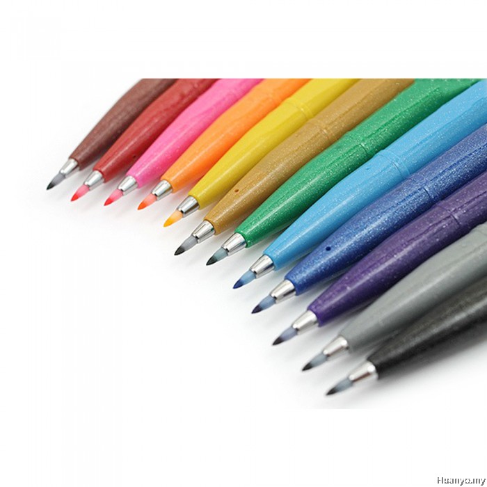Pentel Fude Touch Brush Sign Pen Set Colours Of 12 