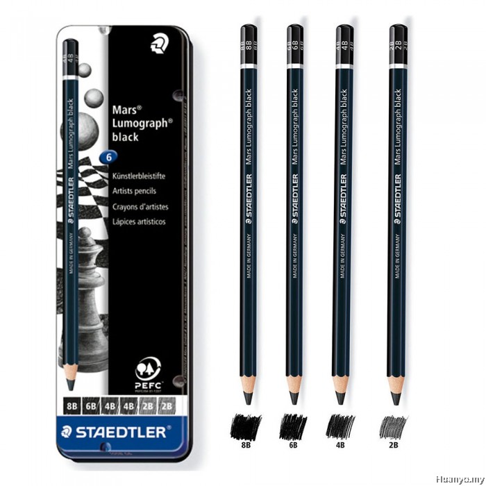 Staedtler Mars Lumograph Black 100B Drawing & Sketch Pencil (Set of 6)