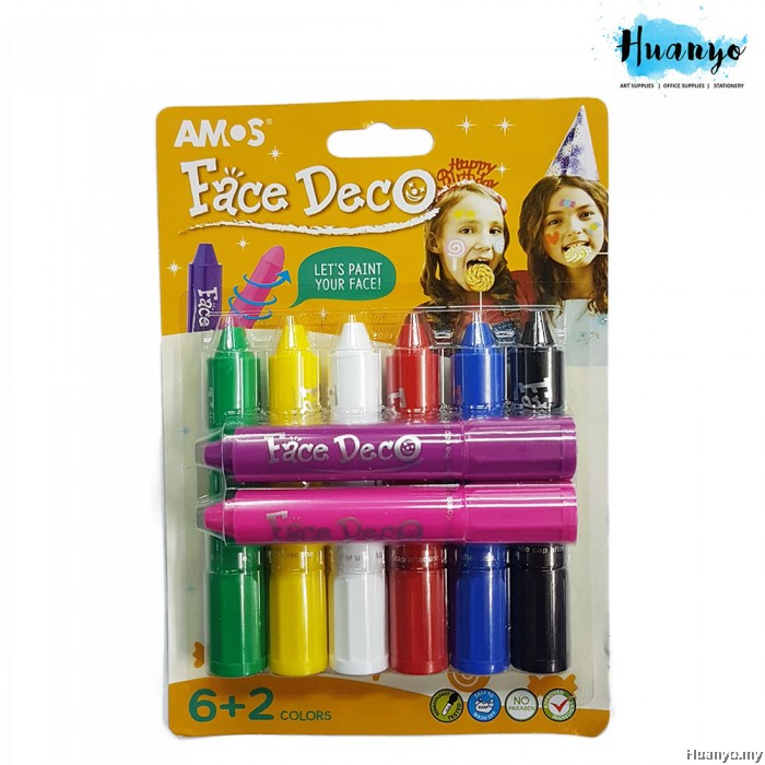 Amos Face Deco Face Paint Pastels (Box of 8 Colours)