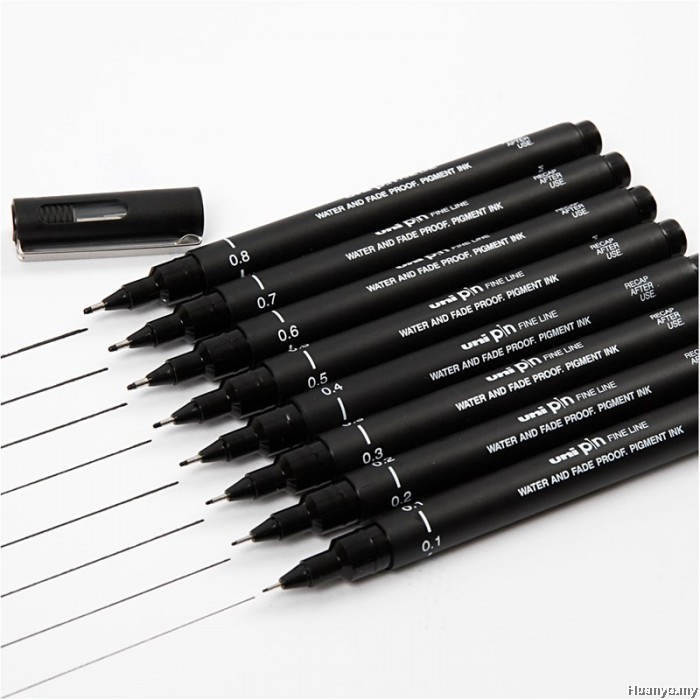 UNI PIN Technical Drawing Pen (0.1MM 0.8MM) Set of 8