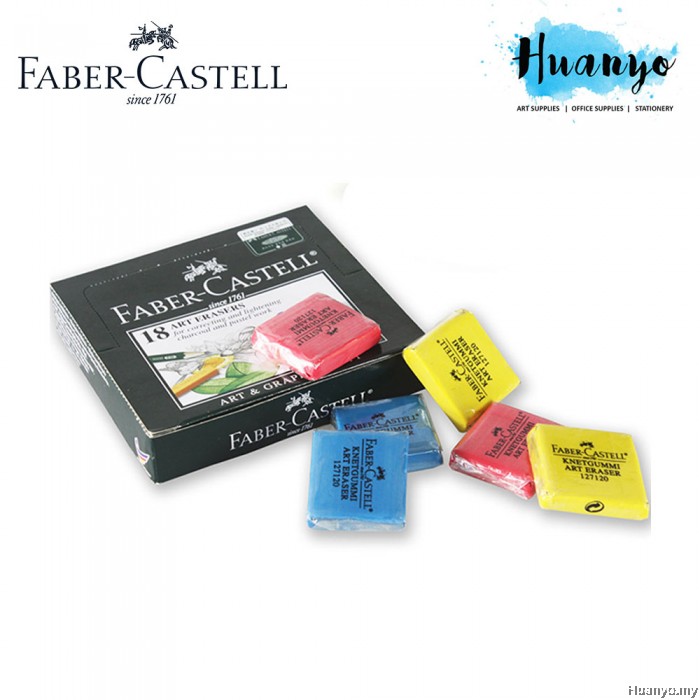 Faber Castell Art Eraser - Borrador de Goma moldeable, Ideal para Dibujo, tamaño Grande, Gris, Paquete de 18 Unidades