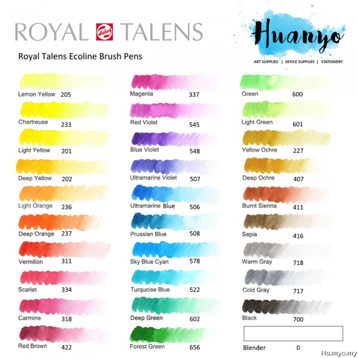 royal talens ecoline liquid watercolour brush pen 30 sharpie chart markers
