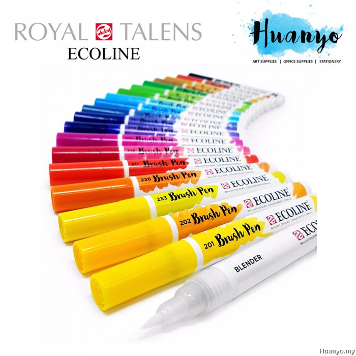 Royal Talens Ecoline Liquid Watercolour Brush Pen (Set of 30 Colours)