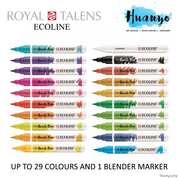 Royal Talens Ecoline Liquid Watercolour Brush Pen (Set of 30 Colours)