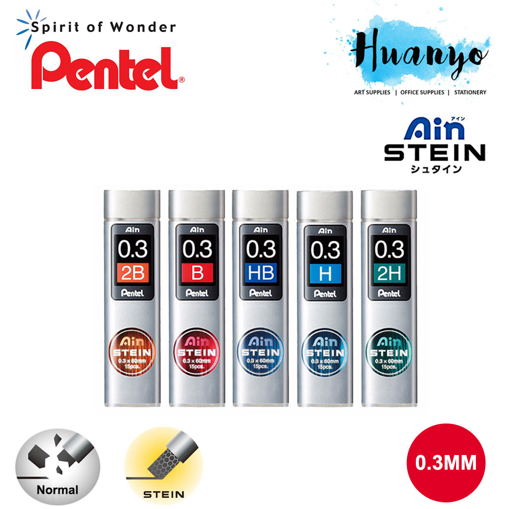 Pentel Ain Stein Mechanical Pencil Lead 0.3mm x 60MM (Tube of 15pcs)
