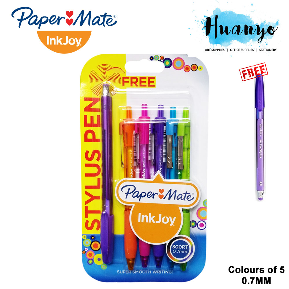 papermate inkjoy 300rt gel pen 0 7 mm colours of 5 free stylus pen