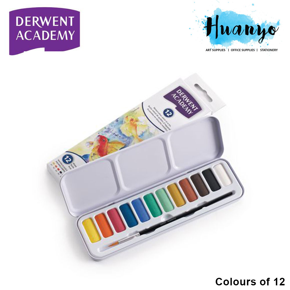 Derwent Academy Watercolour Paint Pan (Set of 12)
