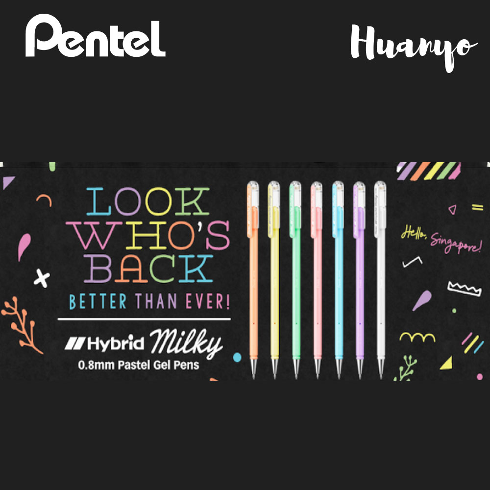 Pentel Hybrid Milky Fluorescent Pastel Gel Roller Pen 0.8MM