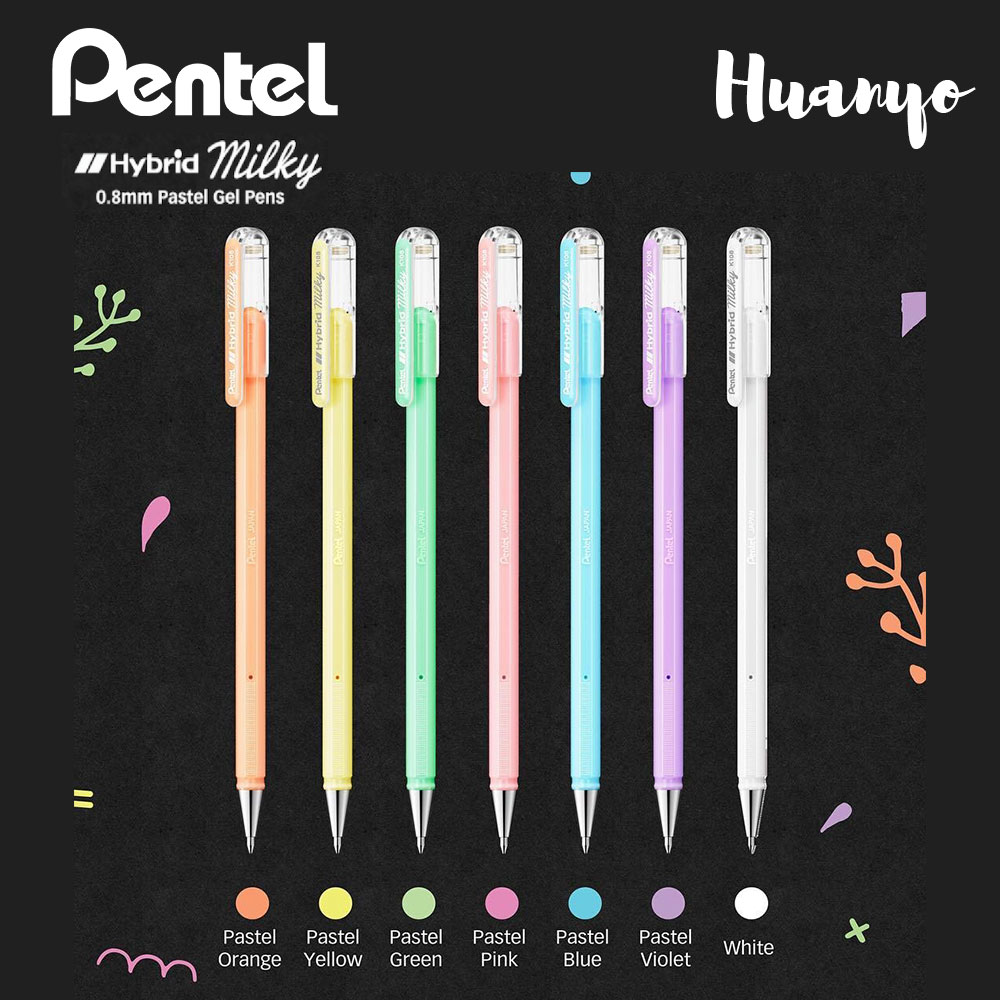 Pentel Hybrid Milky Fluorescent Pastel Gel Roller Pen 0.8MM