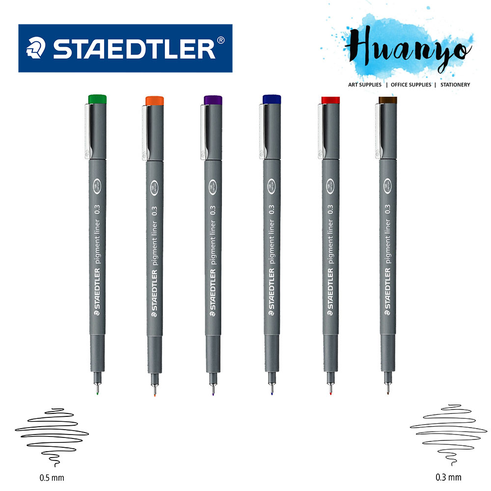 Staedtler Pigment Liner Technical Fineliner Drawing Pen 0.3mm /0.5mm (Colour Set of 6)