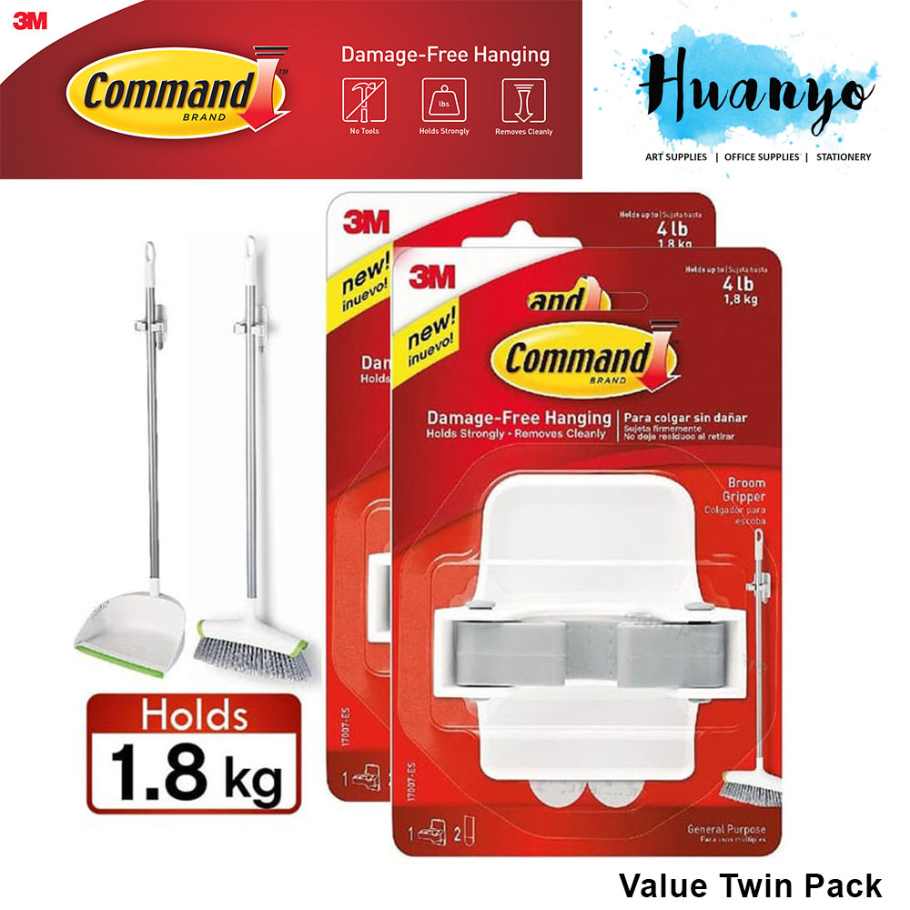 3M Scotch Brite Command Broom Gripper Value Twin Pack