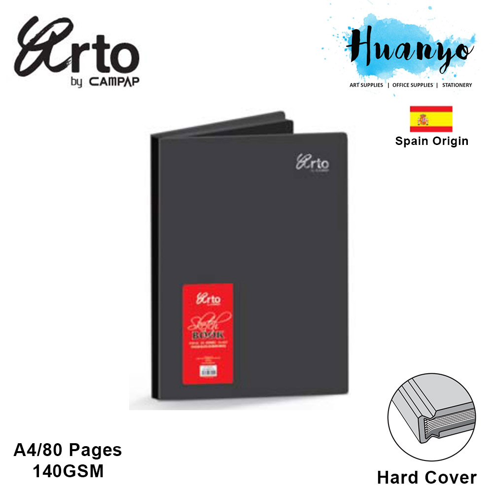 Campap Arto Hard Cover Black Paper Sketch Book A4 140gsm 80 Pages