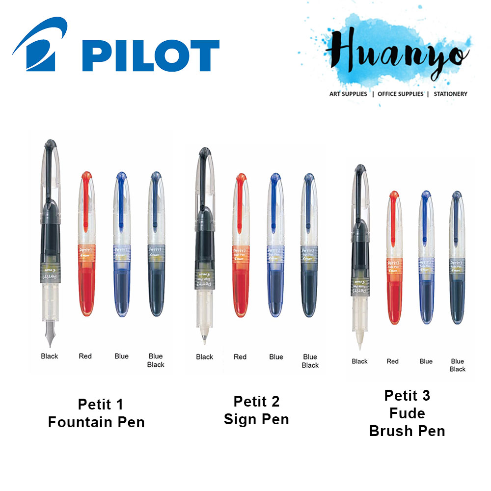 Pilot Petit 1/2/3 Calligraphy Mini Fountain Sign / Brush / Fude Brush Pen (Black / Blue Ink)