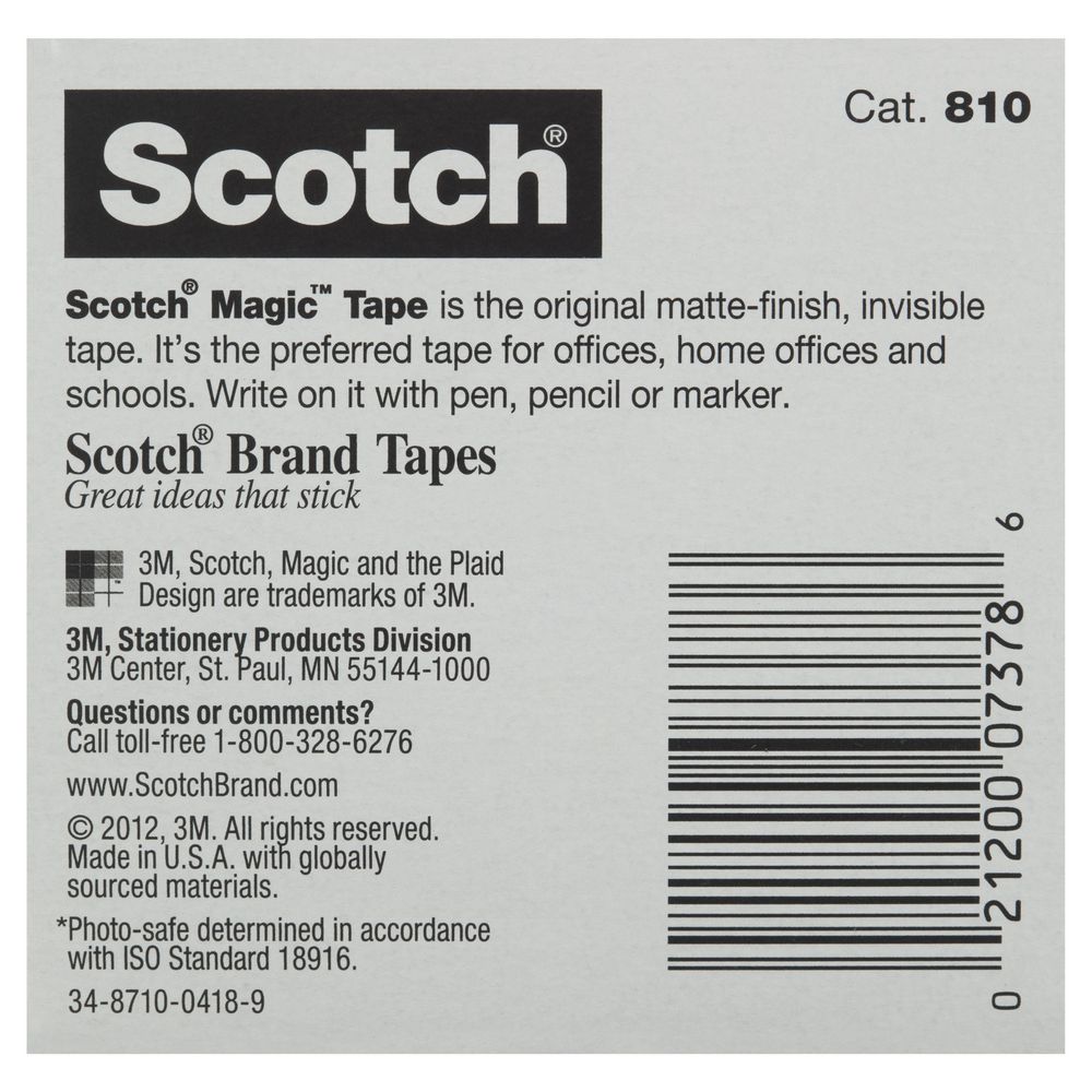 3M Scotch 810 Invisible Adhesive Magic Tape 12.7mm x 33m