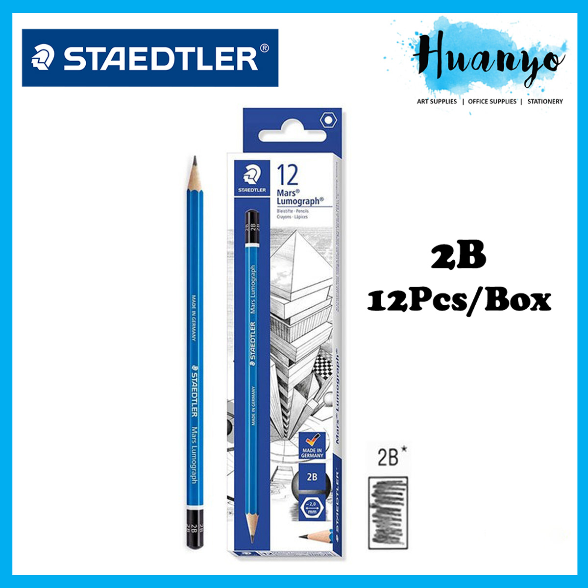 [PER BOX/12pcs] Staedtler Mars Lumograph Drawing Pencil 100 - Per Box/12pcs (2B,3B,4B,5B,6B,7B,8B,9B,10B,11B,12B,B,HB,F,H,2H, 3H,4H,5H,6H,7H,8H,9H,10H)