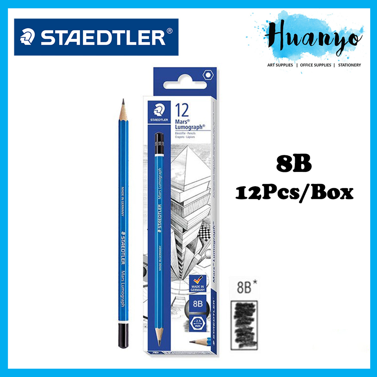 [PER BOX/12pcs] Staedtler Mars Lumograph Drawing Pencil 100 - Per Box/12pcs (2B,3B,4B,5B,6B,7B,8B,9B,10B,11B,12B,B,HB,F,H,2H, 3H,4H,5H,6H,7H,8H,9H,10H)