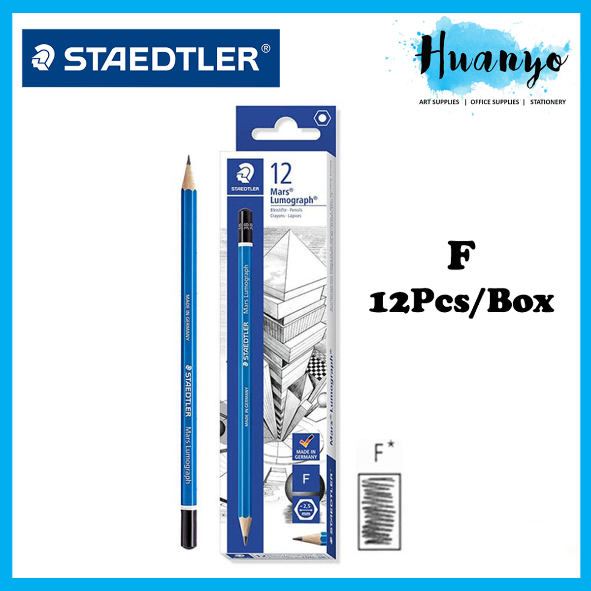 [PER BOX/12pcs] Staedtler Mars Lumograph Drawing Pencil 100 - Per Box/12pcs (2B,3B,4B,5B,6B,7B,8B,9B,10B,11B,12B,B,HB,F,H,2H, 3H,4H,5H,6H,7H,8H,9H,10H)