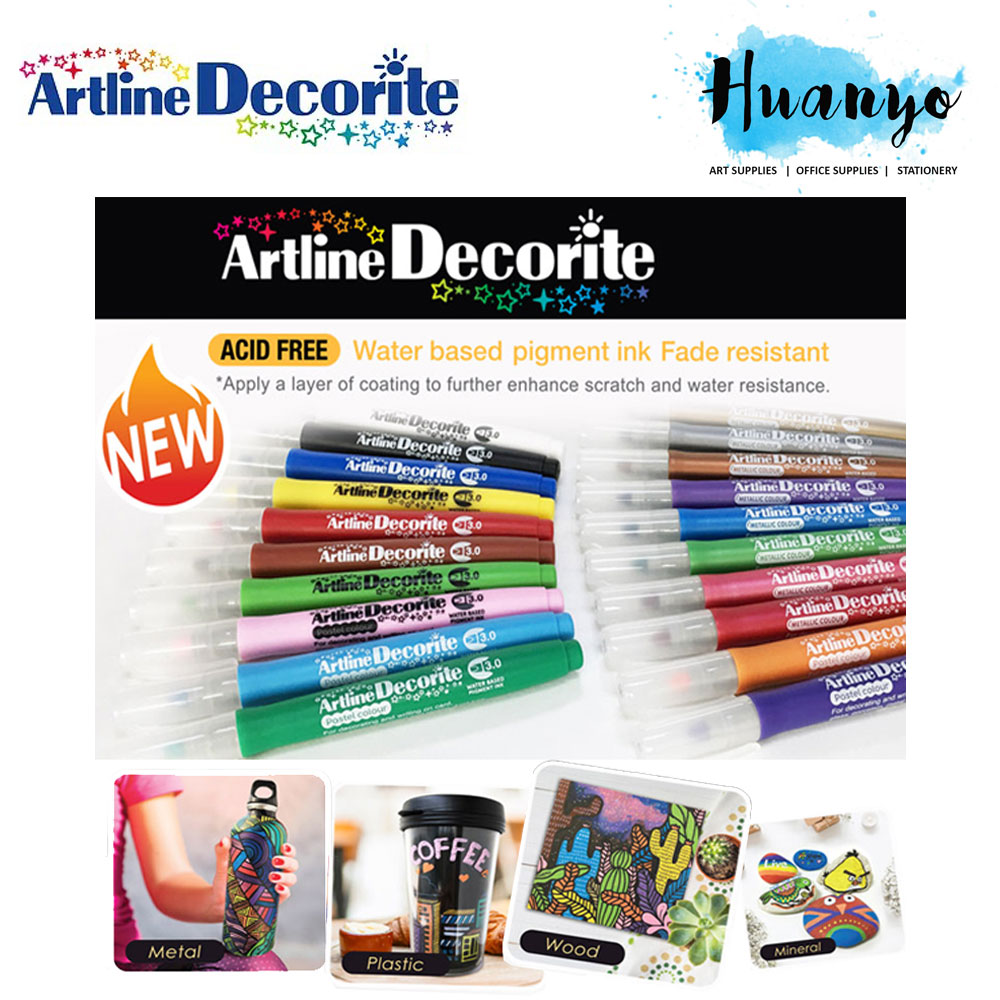 Artline Decorite Multi Surface Marker - Brush Tip [Set of 20]
