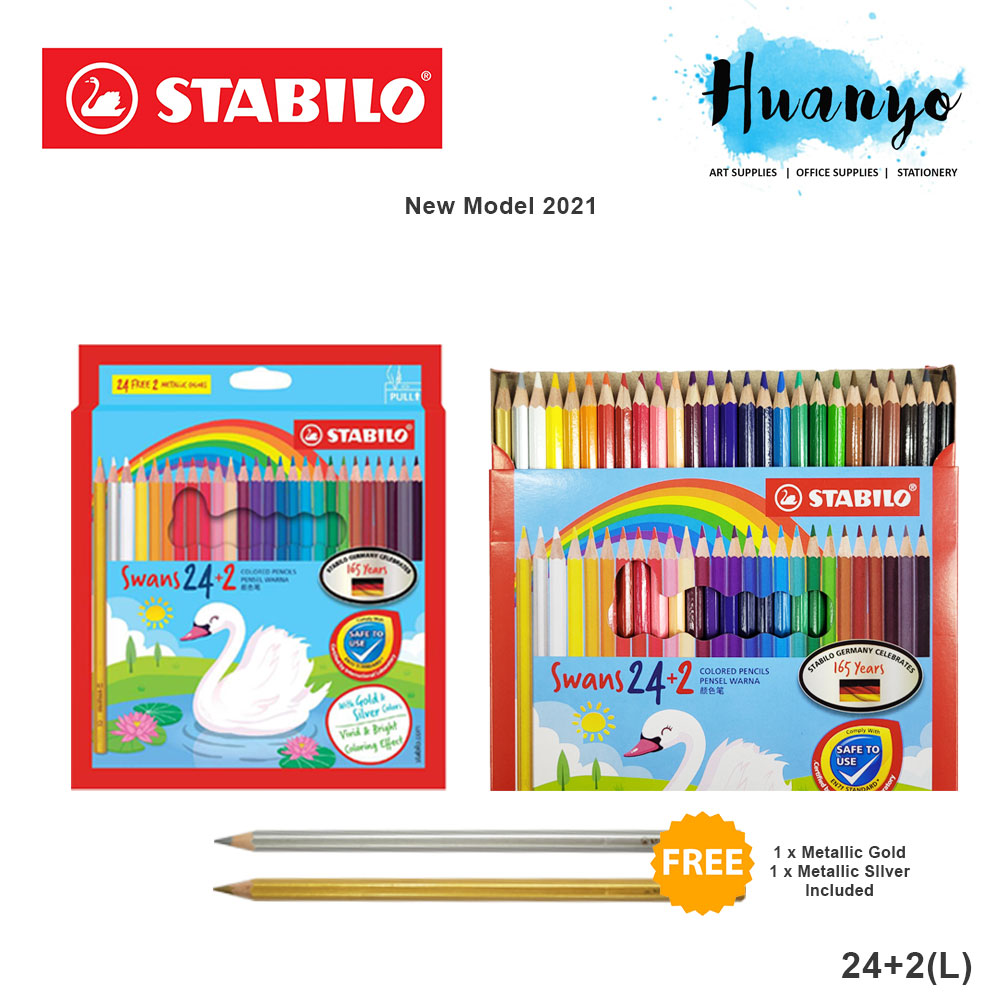 (New 16 / 24 & 30 Color) Stabilo Swans Colour Pencil Set of 12+1 / 16 / 24 / 24+2 / 30 / 36+2 / 48