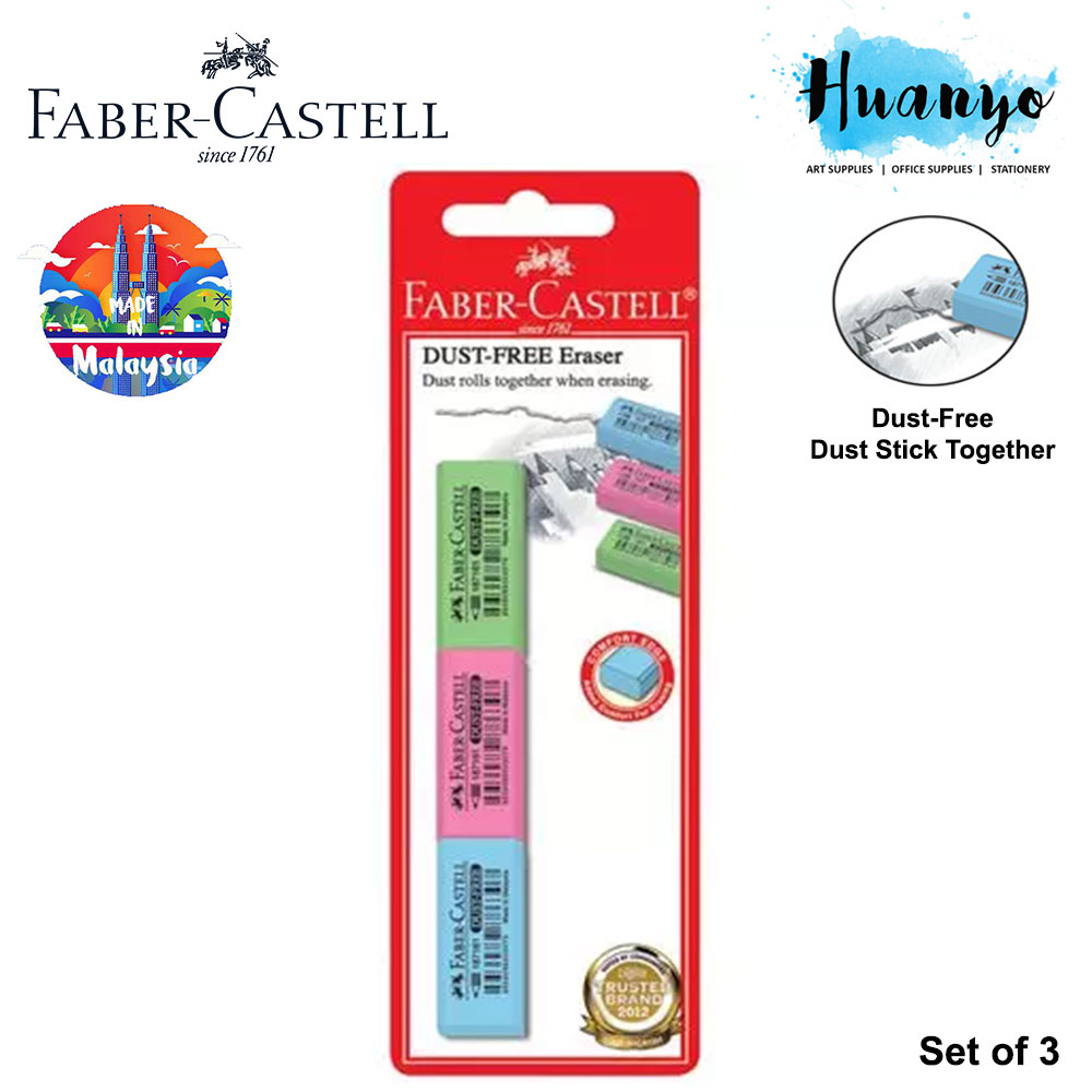 FaberCastell Pastel Colour Dust Free Eraser Value Pack (Set of 3)