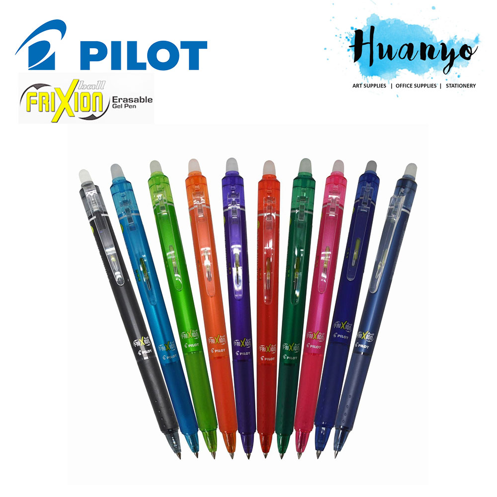 Pilot Frixion Ball Knock Retractable Erasable Ink Gel Pen (Set of 10, 0.5 / 0.7 MM)