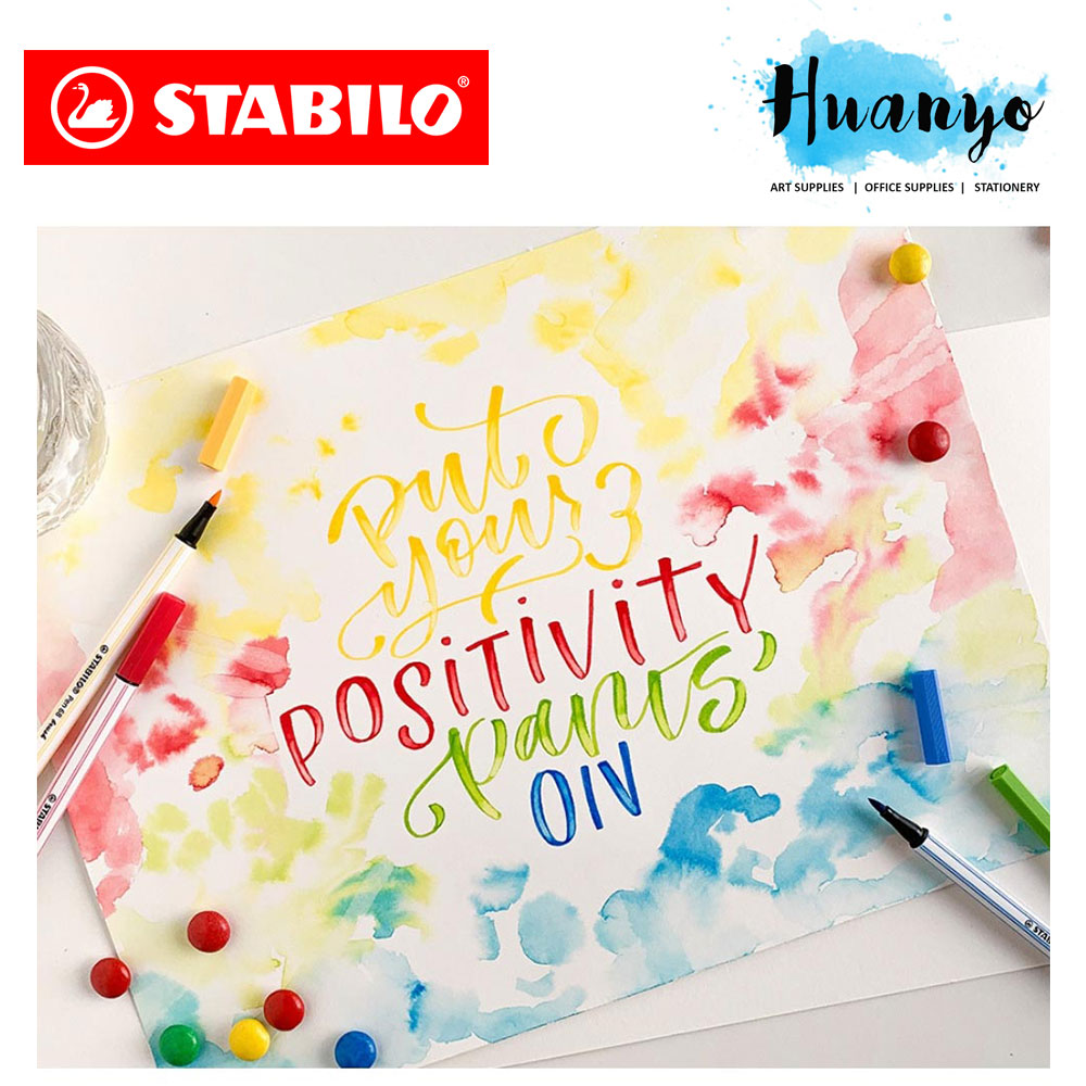Stabilo Premium Calligraphy Drawing Water Colour Fibre Brush Tip Pen 68 Brush (Set of 12)