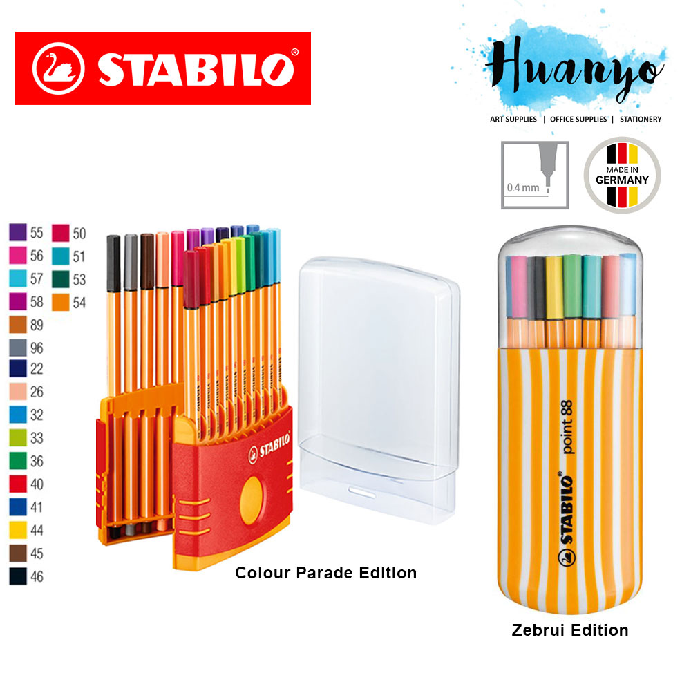 Stabilo Point 88 Fineliner Marker Pen 0 4 Mm 20 Color Limited Edition Gift Set Zebrui Edition Colour Parade Edition