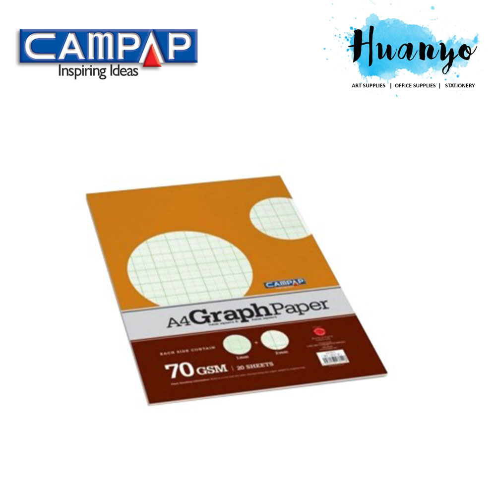 CAMPAP Premium A4 Graph Paper Pack 70gsm (1mm & 2MM Grid Square)