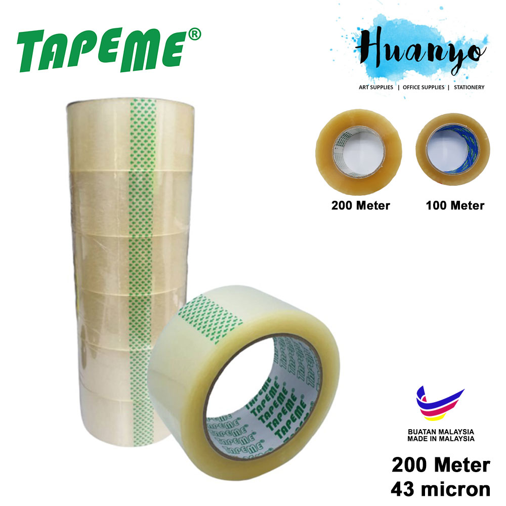 TapeMe Packaging Transparent Clear OPP BOPP Tape 48MM x 200 Meter (Per Pcs)