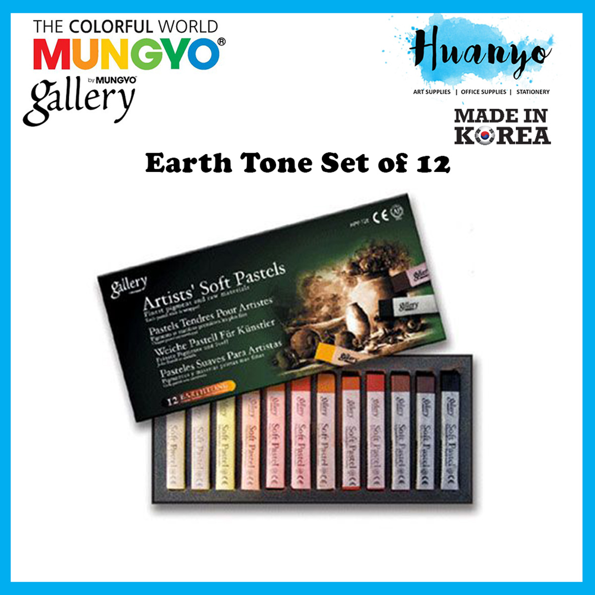 Mungyo Gallery Artist Grade Soft Pastel (Pastels Set of 12, 24, 36, 48, Gray / Earth Tone 12)