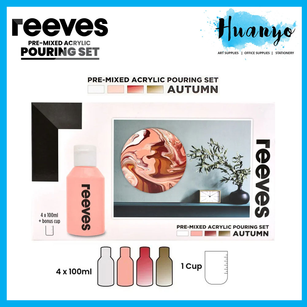 Reeves Pre-Mixed Acrylic Pouring Medium Painting Colour Set (Color Set of 4)