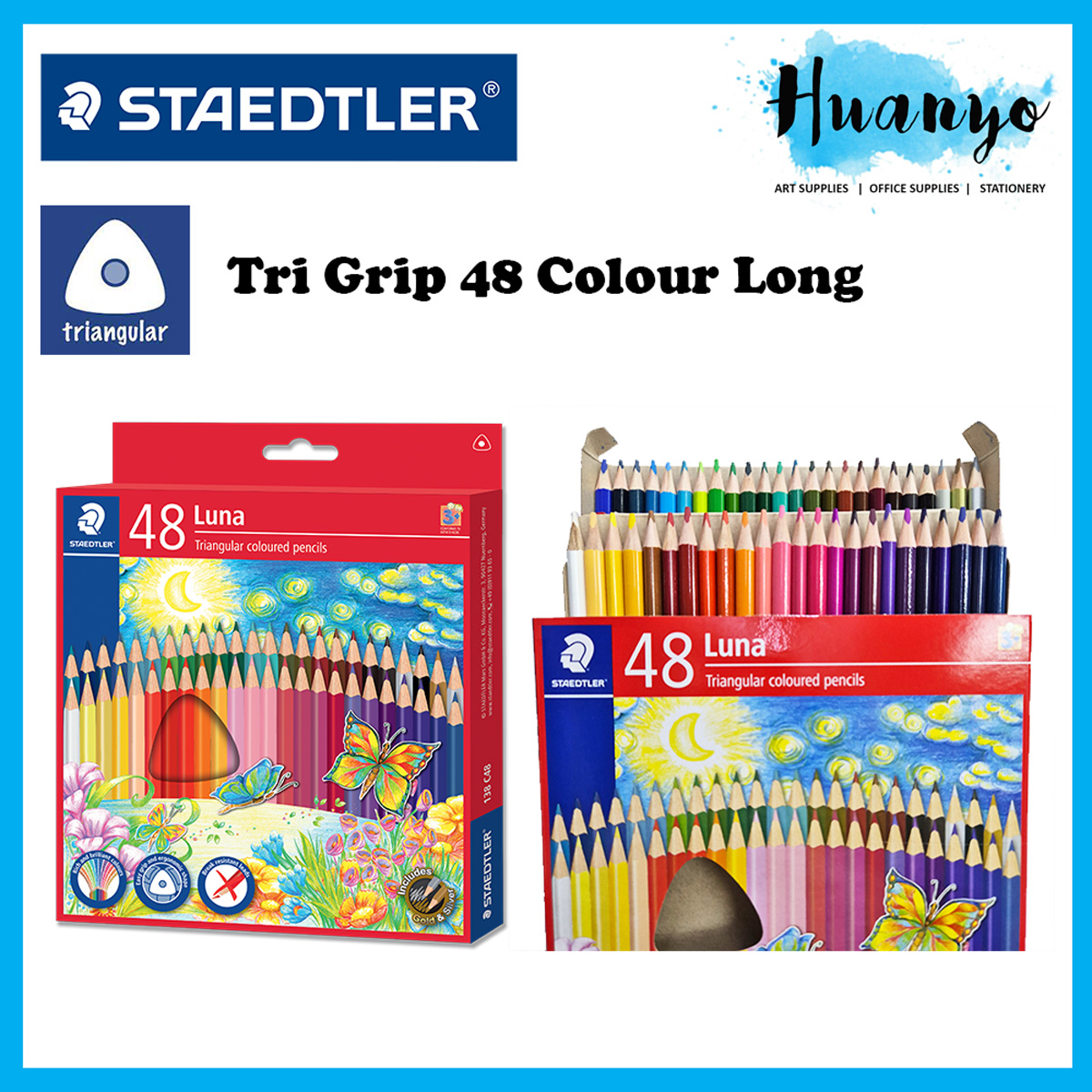 Staedtler Luna Permanent Colour Pencil (12 / 24 / 36/ 48 Color Set) [Free Sharpener, 36/48 include Metallic Gold & Silver]