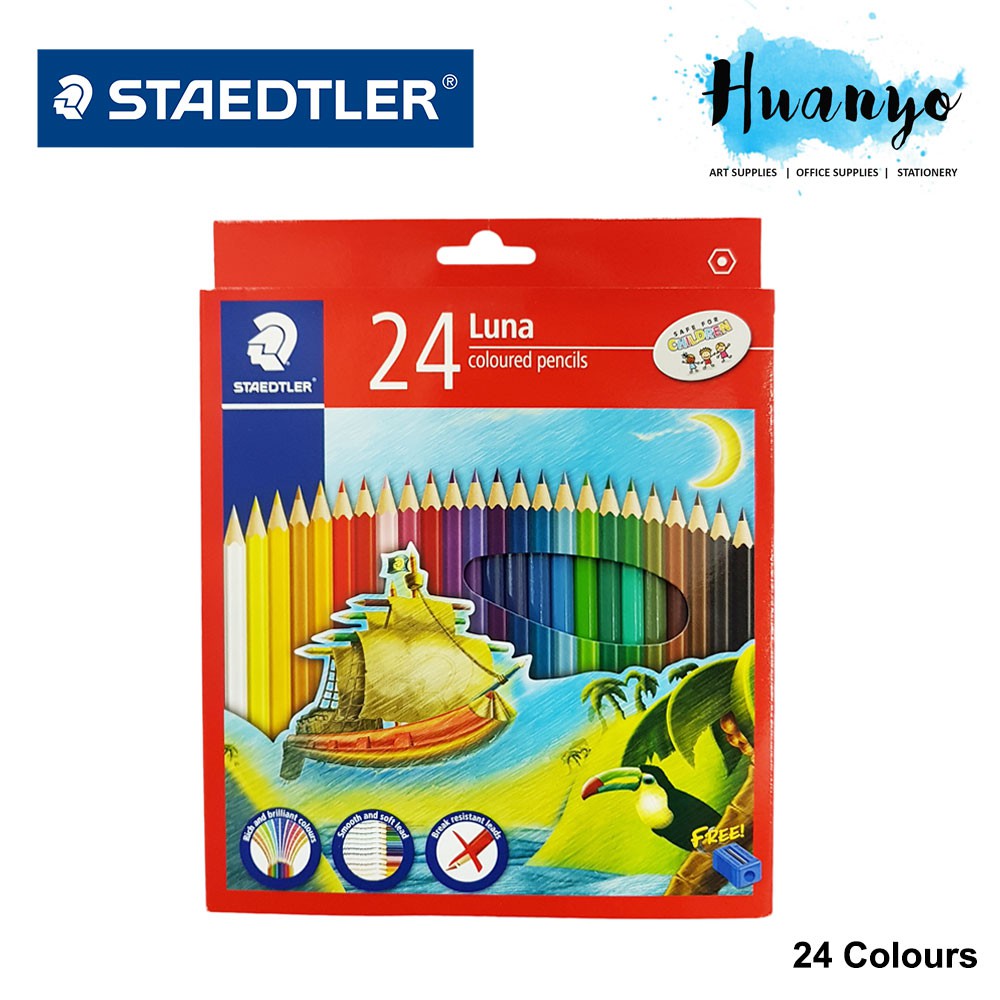 Staedtler Luna Permanent Colour Pencil (12 / 24 / 36/ 48 Color Set) [Free Sharpener, 36/48 include Metallic Gold & Silver]