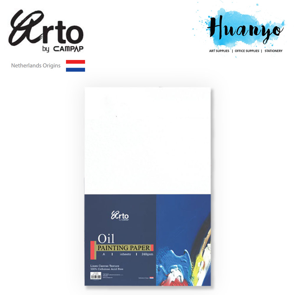 Campap Arto Oil Colour Painting Canvas Texture Paper A4/A3 (240gsm/10's ,100% Cellulose) [CR36351 / CR36352]