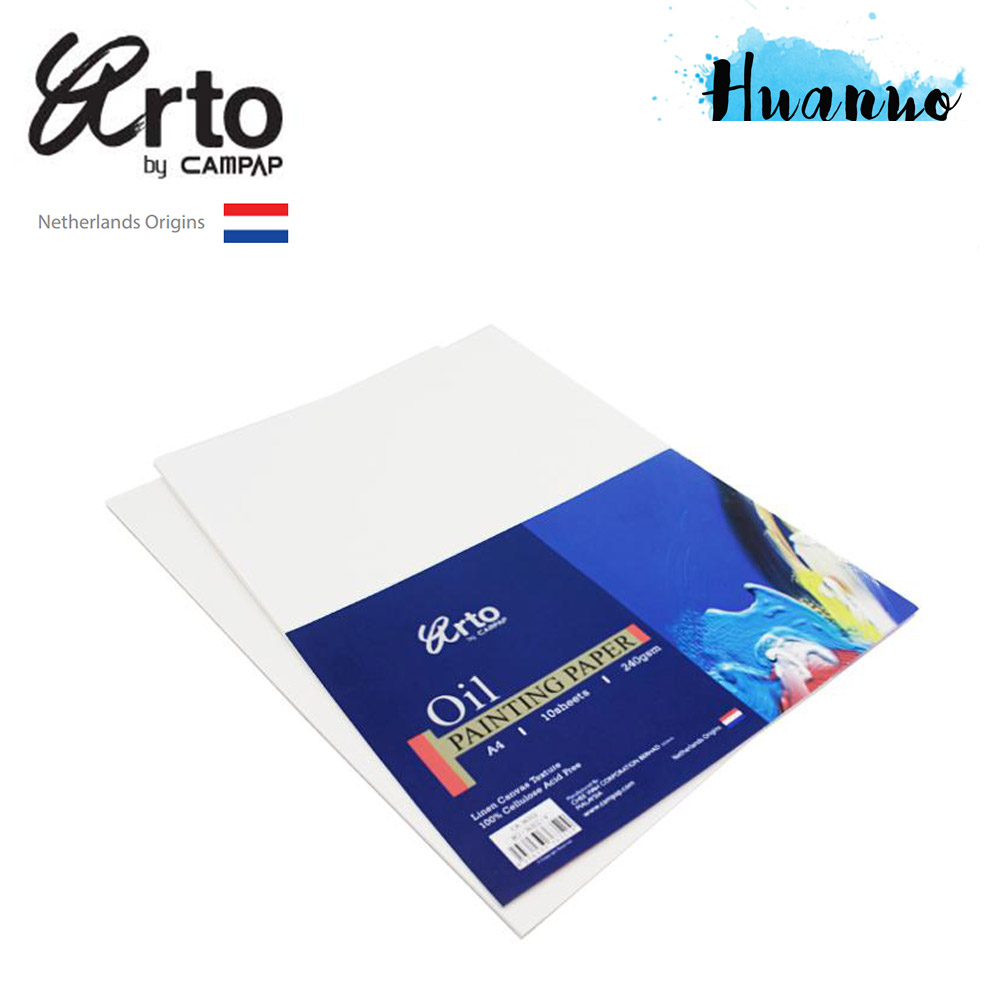 Campap Arto Oil Colour Painting Canvas Texture Paper A4/A3 (240gsm/10's ,100% Cellulose) [CR36351 / CR36352]