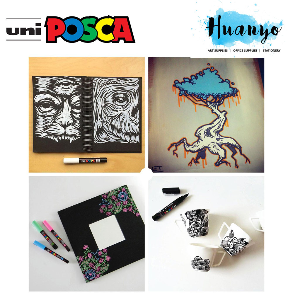 Uni Posca Water-Based Colour Paint Marker PC-3M Bullet Fine Tip (0.9 - 1.3MM) [Basic & Glitter Colour]