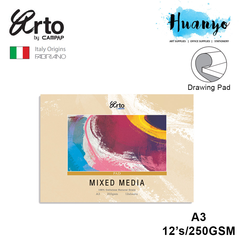 Campap Arto Fabriano Mixed Media Painting Paper Pad (A4 / A3, 250gsm, 12 Sheets)