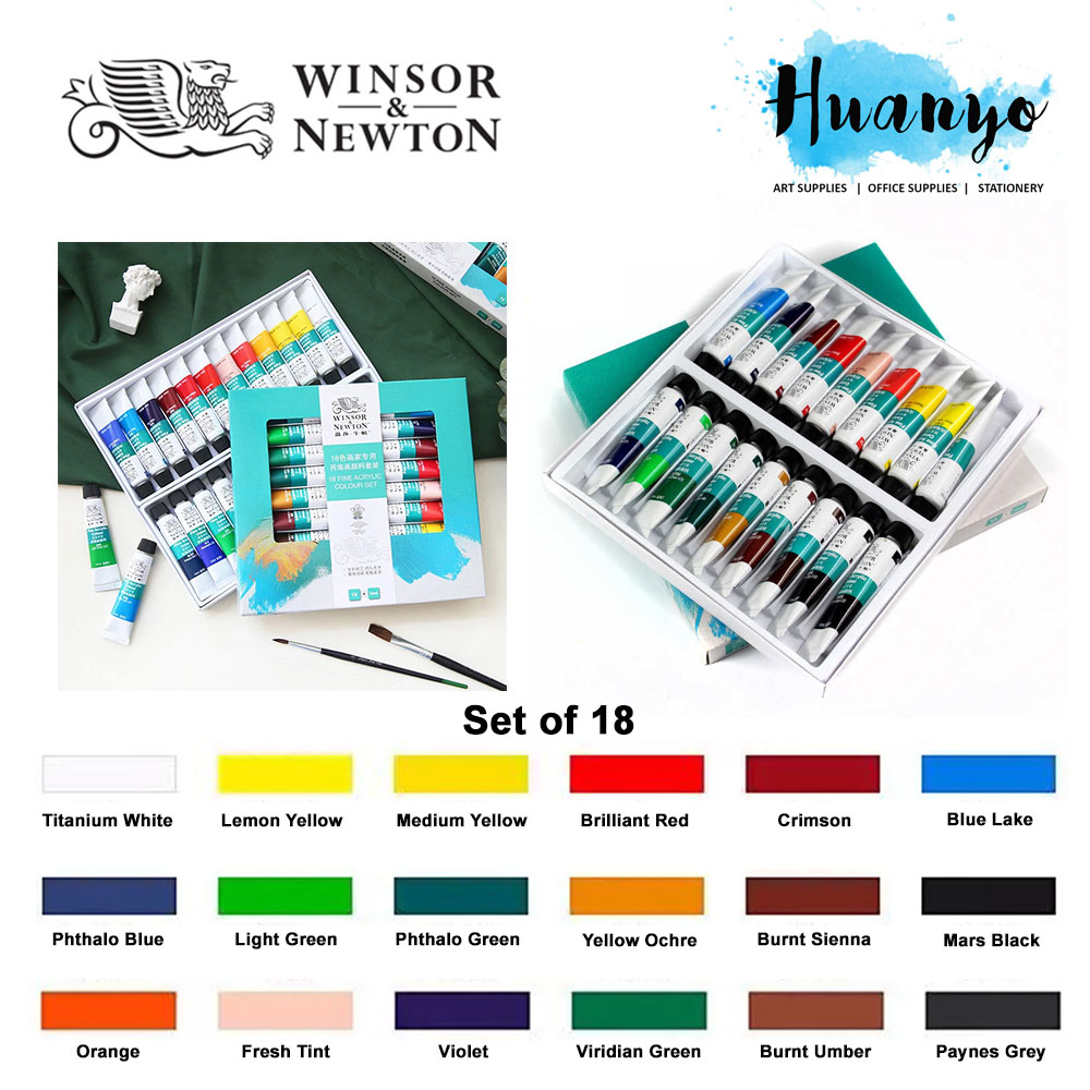 Winsor & Newton Fine Artist Acrylic Colour Paint (Color Set of 12 / 18 / 24, 10ML / Tube)