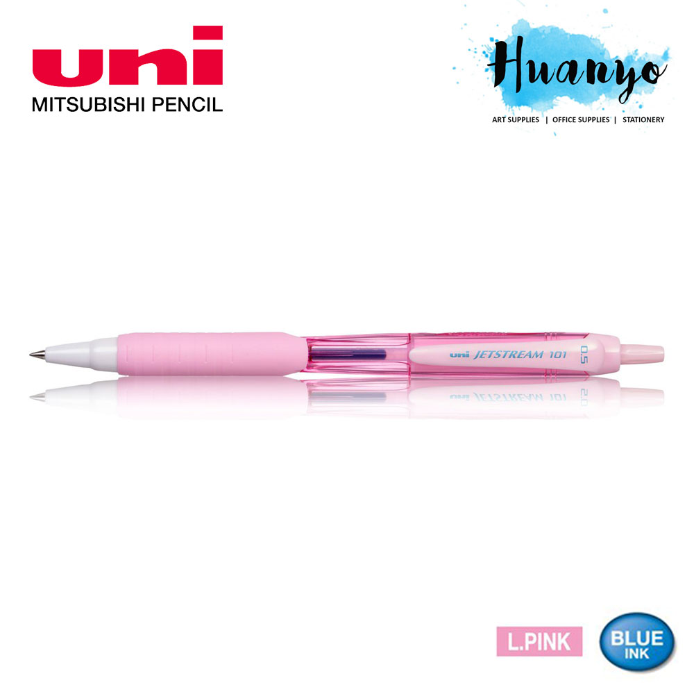 Uni Jetstream 101 Retractable Rubber Grip Roller Ball Pen 0.5mm / 0.7mm (Sweet Pastel Body Color, Blue Ink) SX-101-FL