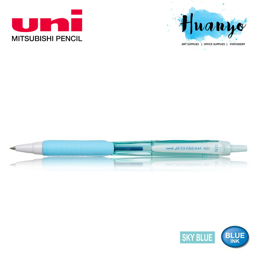 Uni Jetstream 101 Retractable Rubber Grip Roller Ball Pen 0.5mm / 0.7mm (Sweet Pastel Body Color, Blue Ink) SX-101-FL