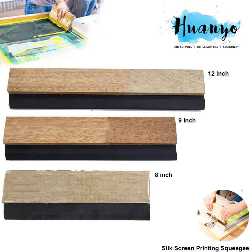 Textile Silk Screen Printing Black Rubber Squeegee Blade With Wooden