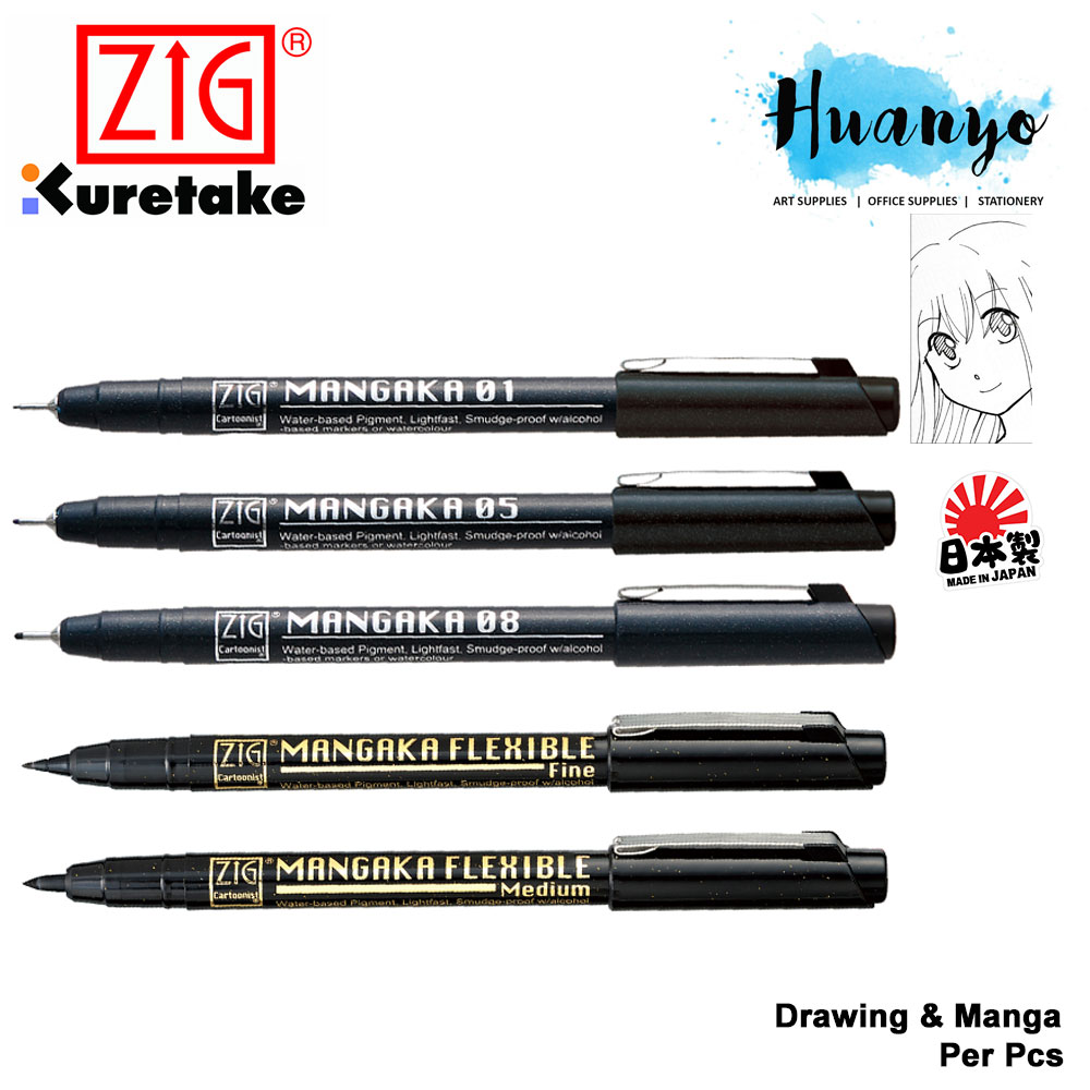 Kuretake Zig Mangaka Manga Technical Drawing Flexible Brush Pen