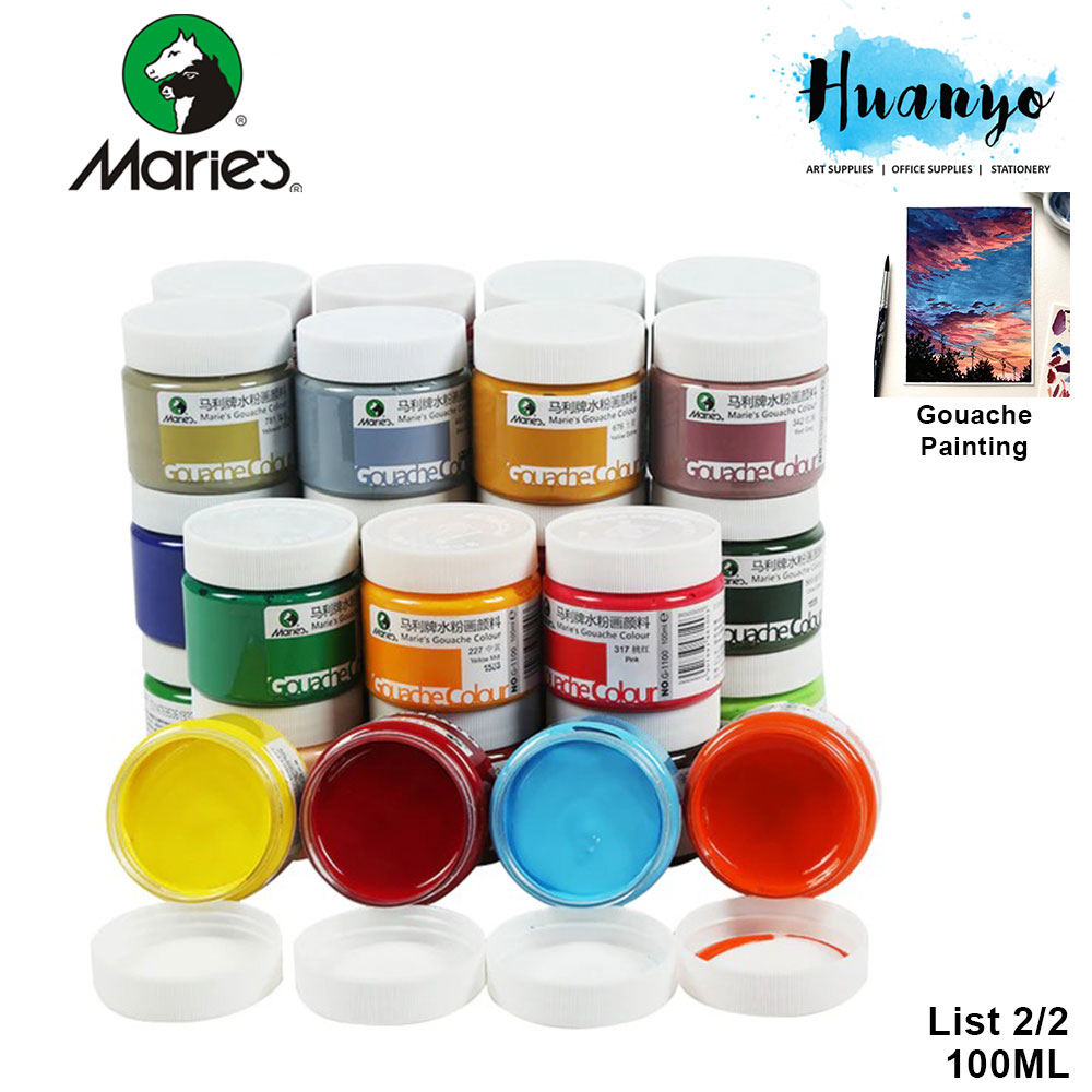 Marie's Non Toxic Gouache Opaque Water Colour Paint G1100 (100ML ,Per